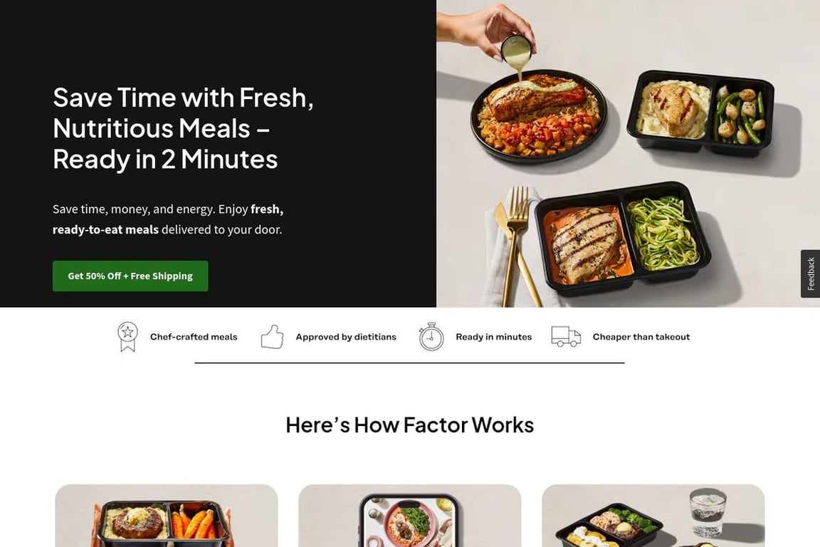 Factor Meals homepage