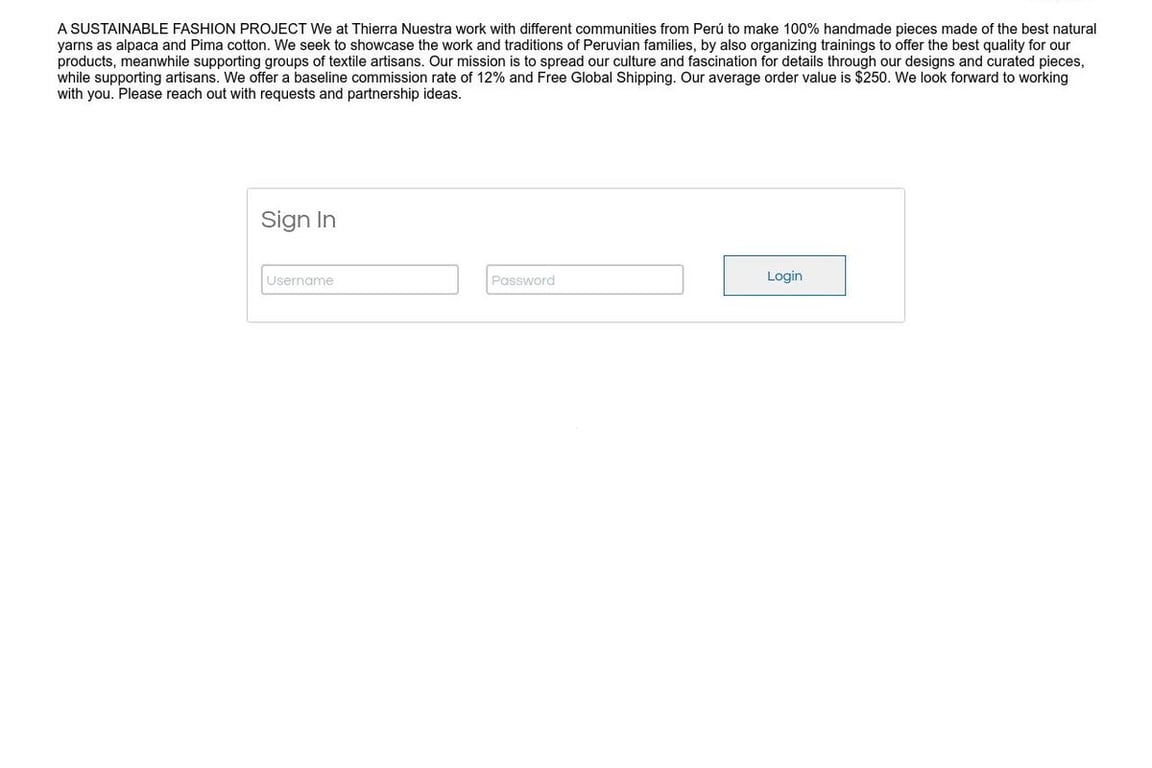 Thierra Nuestra affiliate program signup page