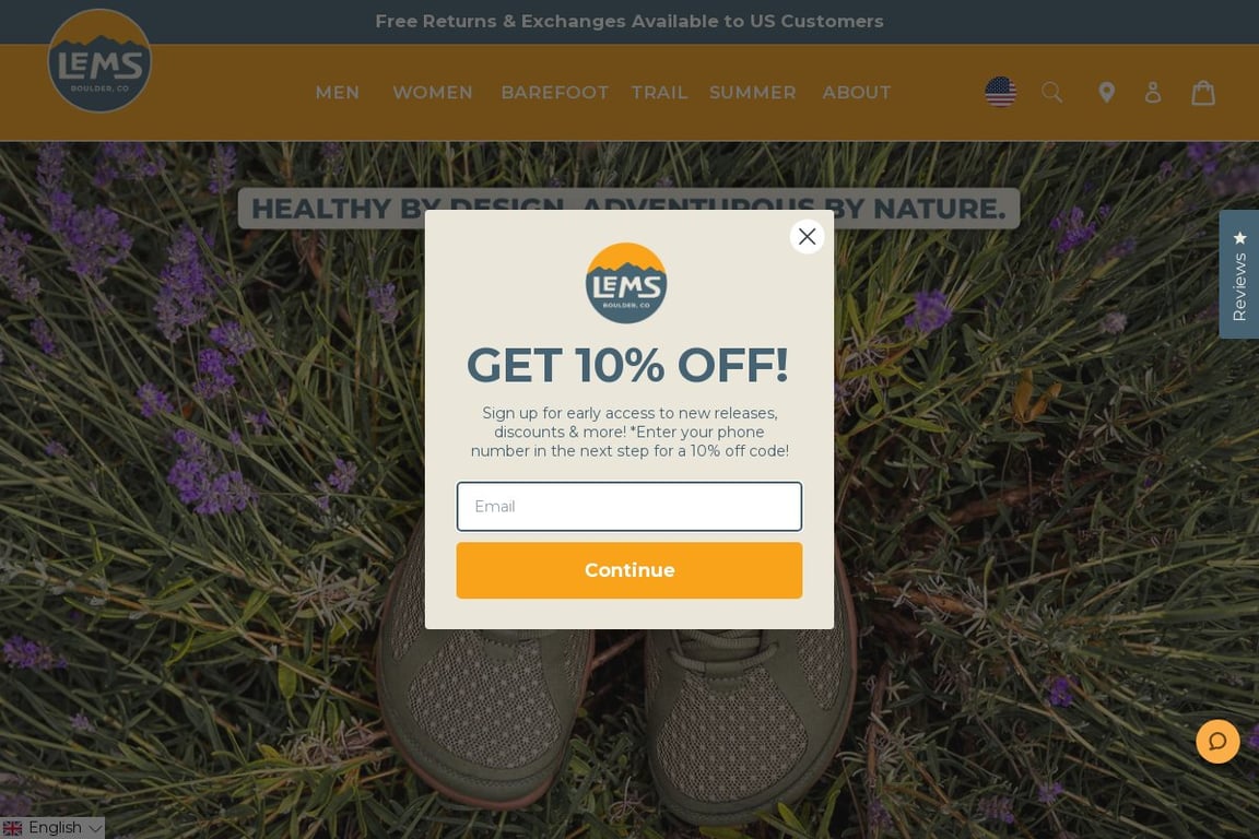 Lems Shoes homepage