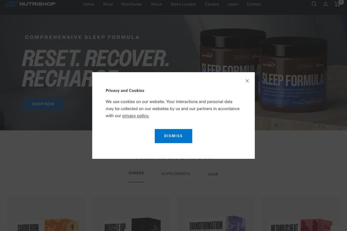 Nutrishop homepage