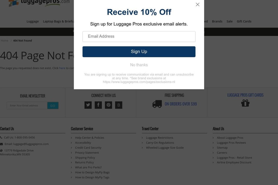 Luggage Pros affiliate program signup page