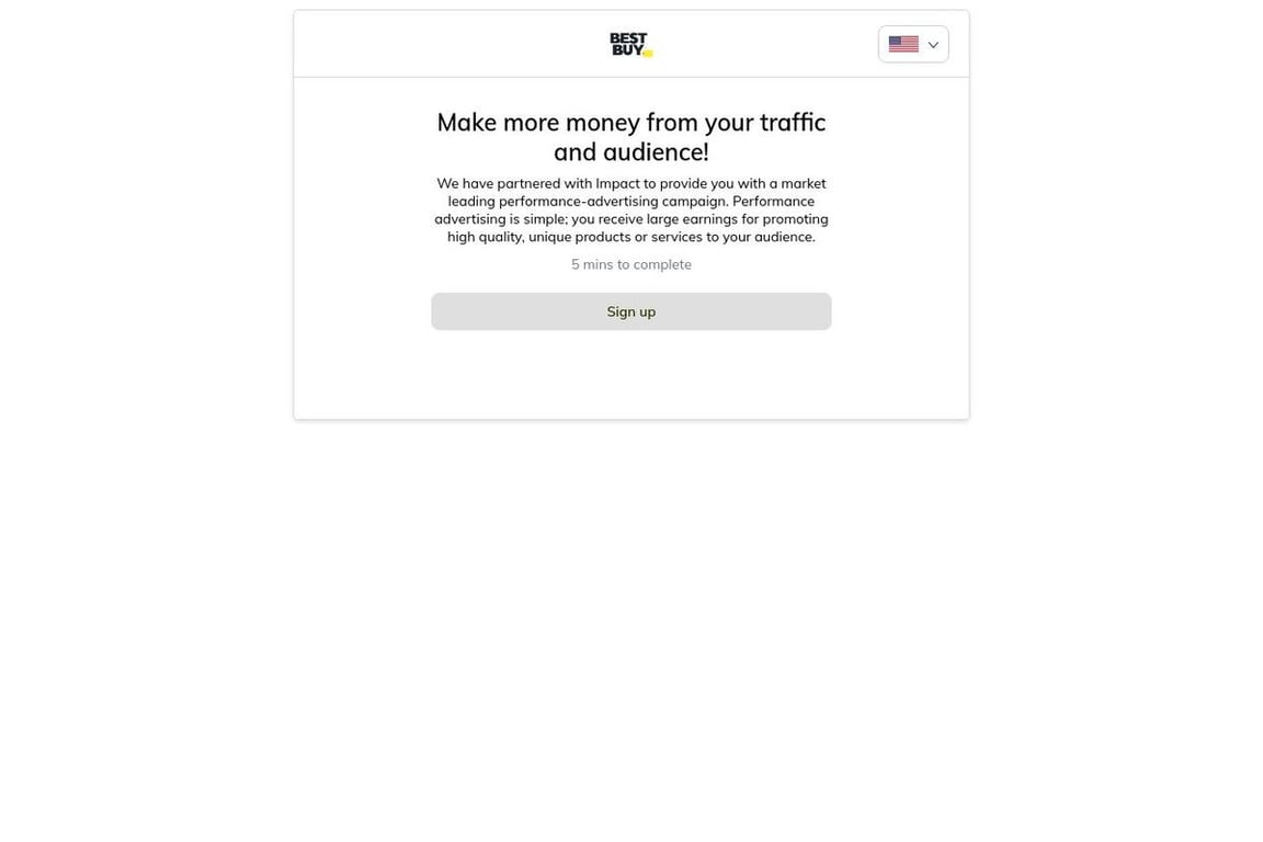 BestBuy affiliate program signup page