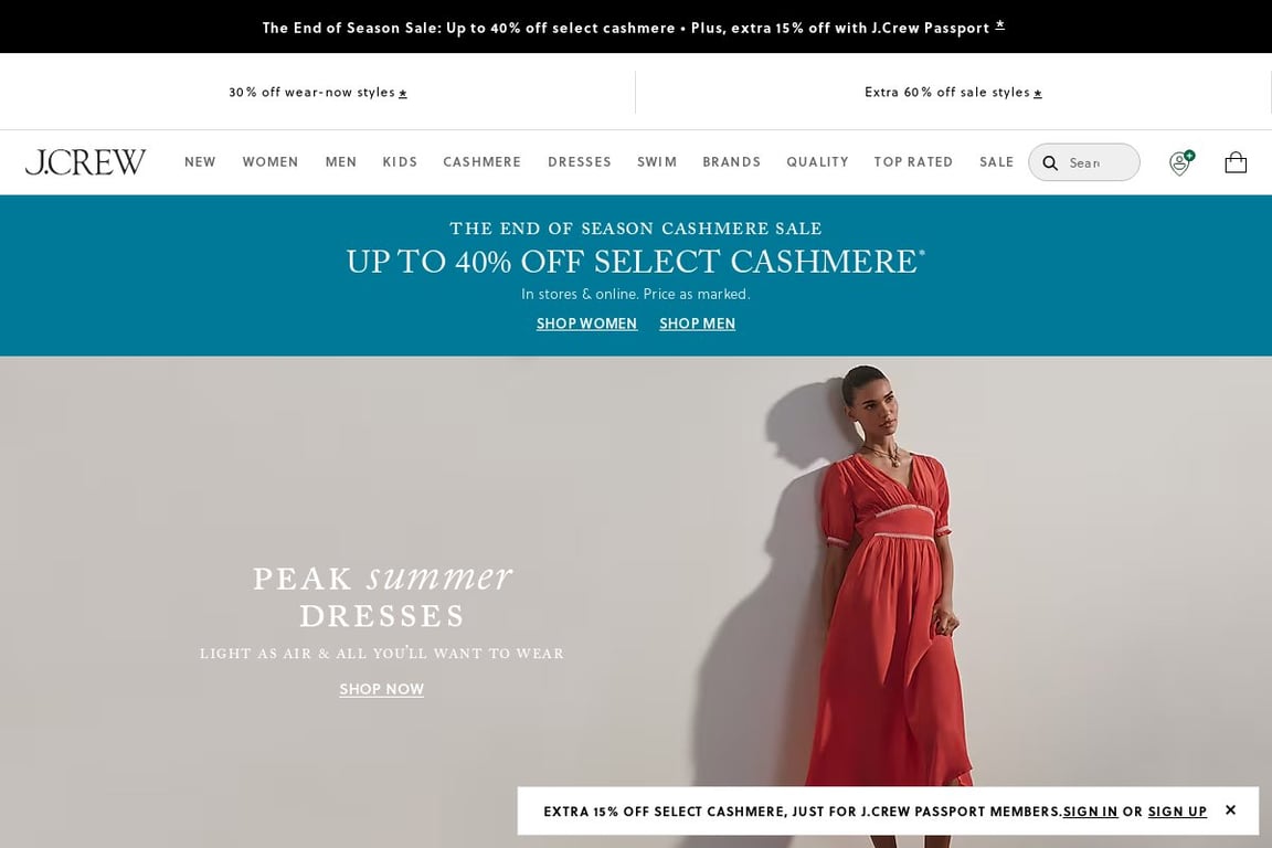 J.Crew US homepage
