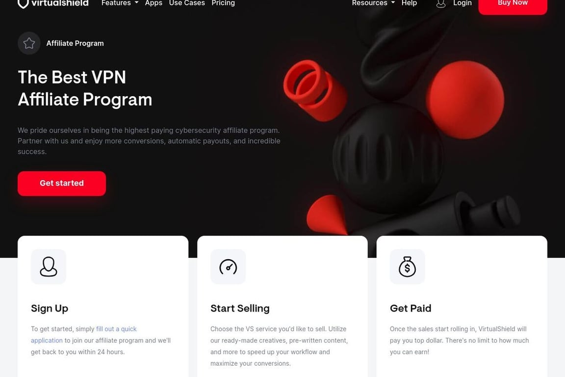 VirtualShield affiliate program signup page