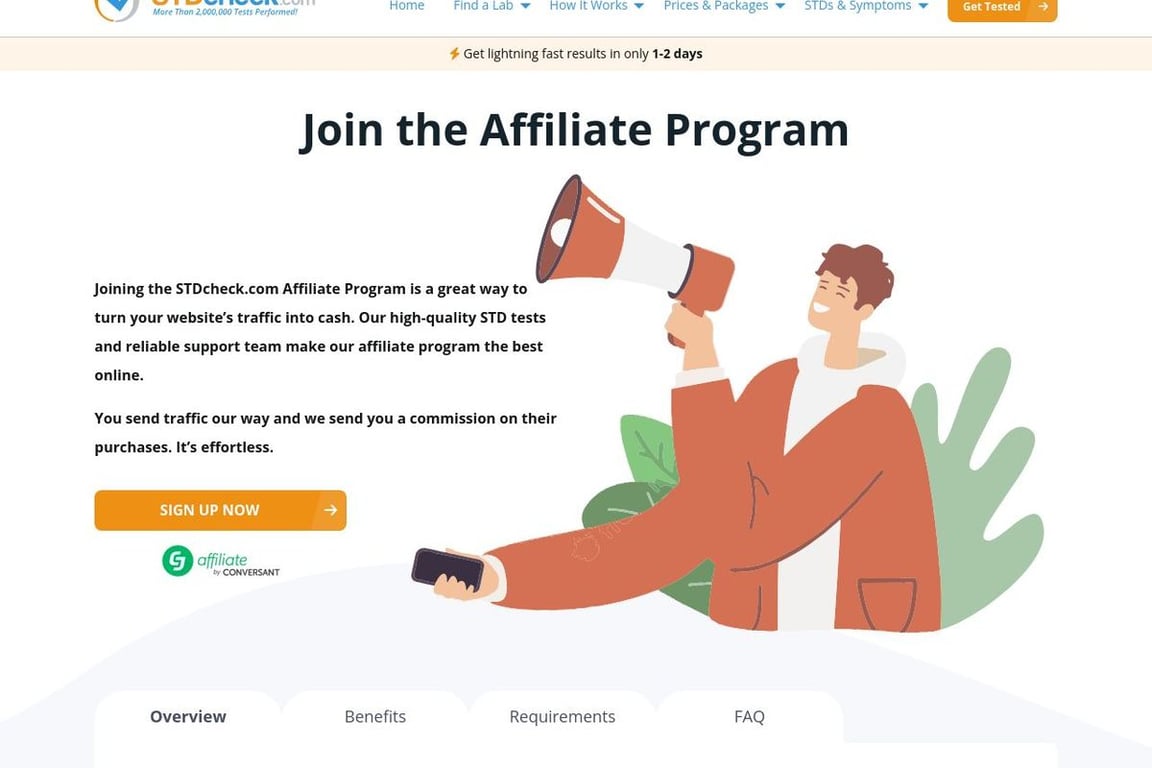 STDcheck.com affiliate program signup page
