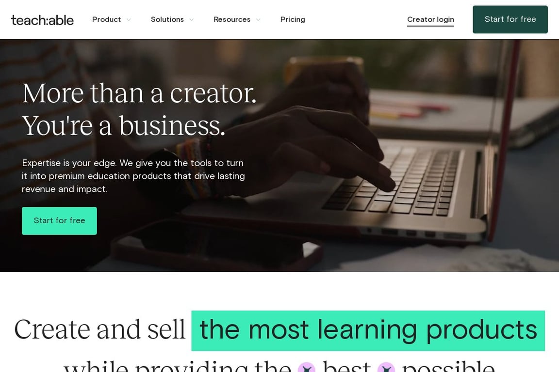 Teachable homepage
