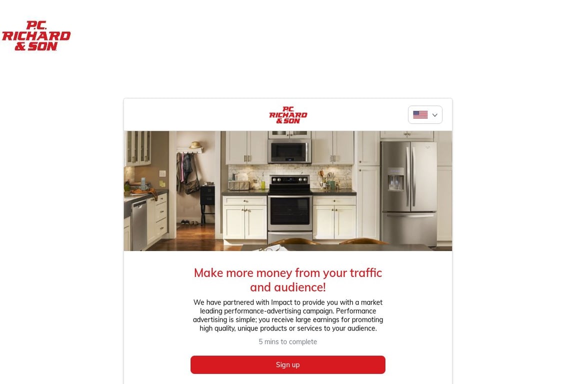 P.C. Richard & Son affiliate program signup page