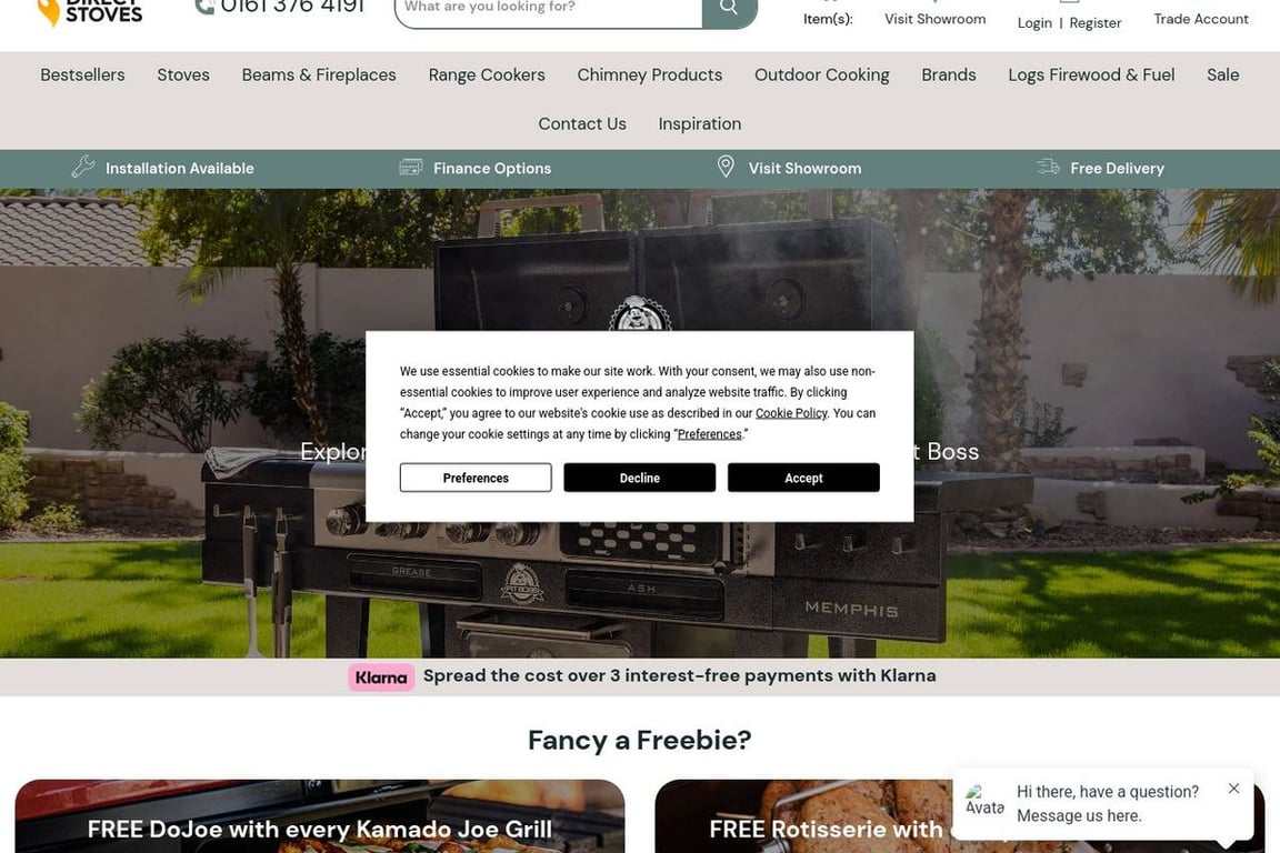 Direct Stoves homepage