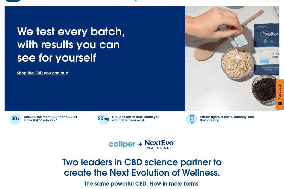 Caliper CBD homepage