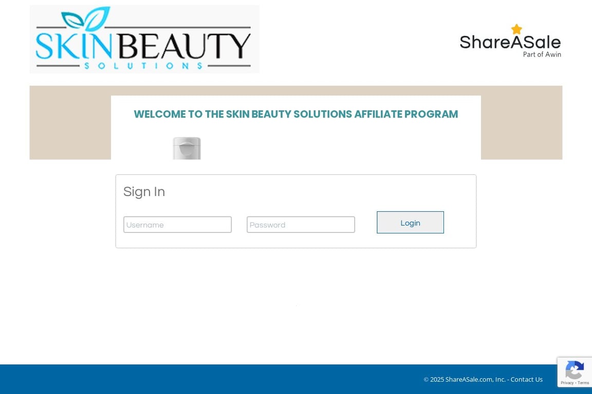 Skin Beauty Solutions affiliate program signup page
