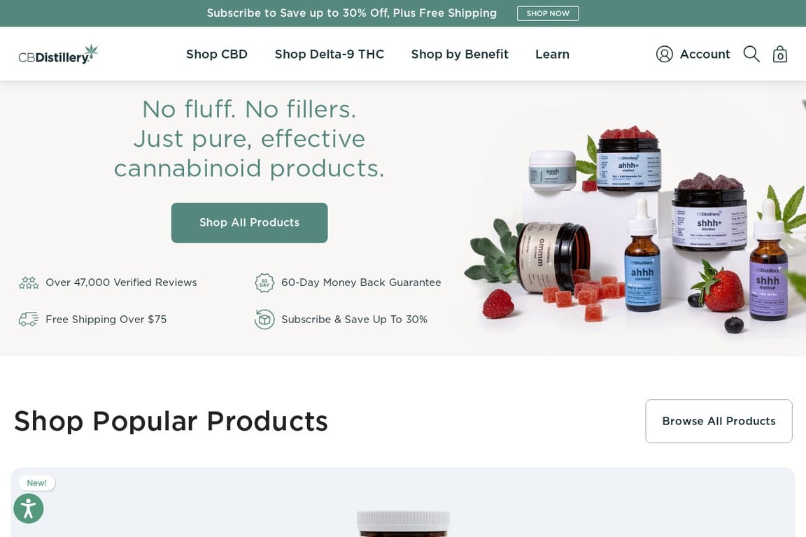 CBDistillery homepage