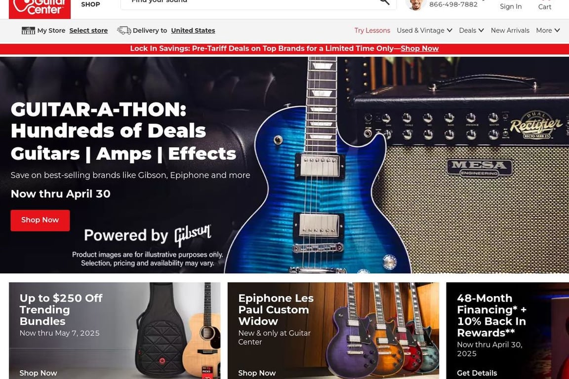 Guitar Center homepage
