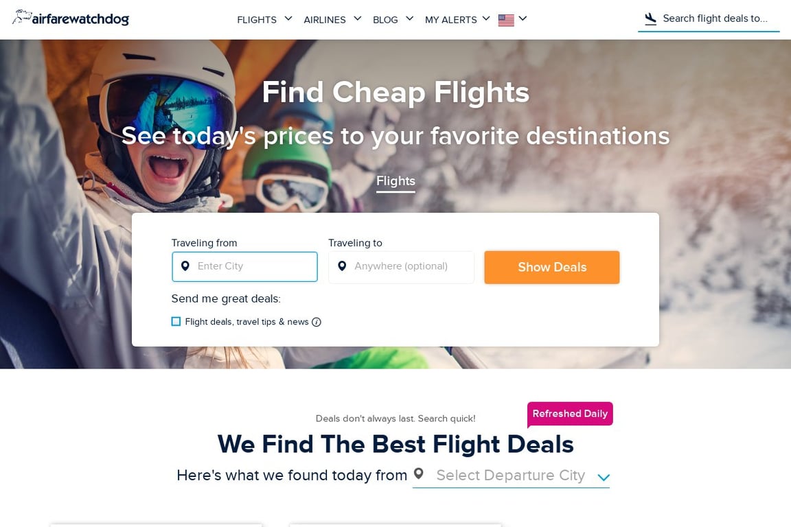 Airfarewatchdog homepage