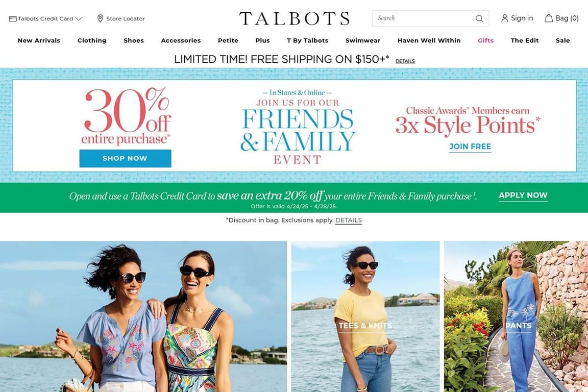 Talbots homepage