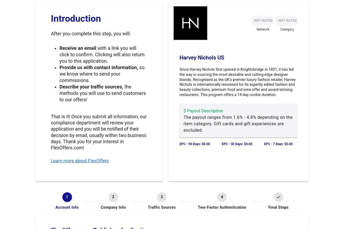 Harvey Nichols & Co Ltd | PAUSED affiliate program signup page