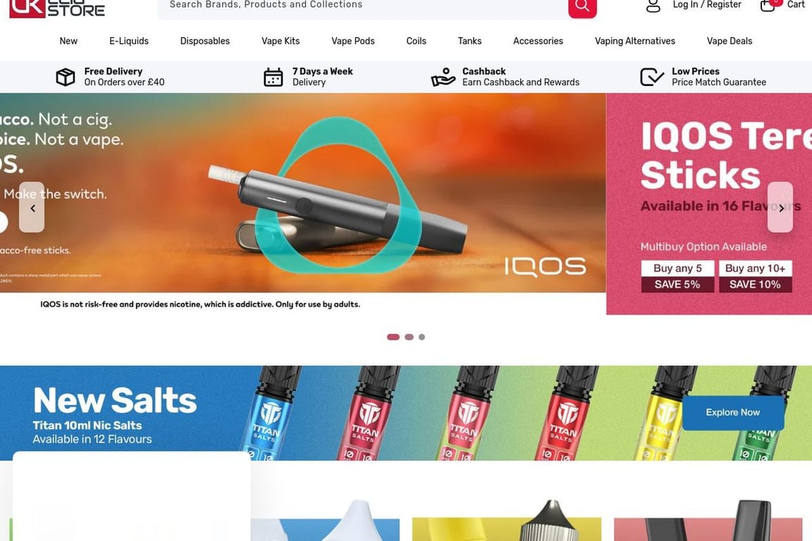 ECig Store homepage