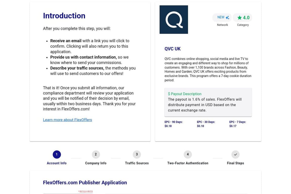 QVC UK – Paused affiliate program signup page