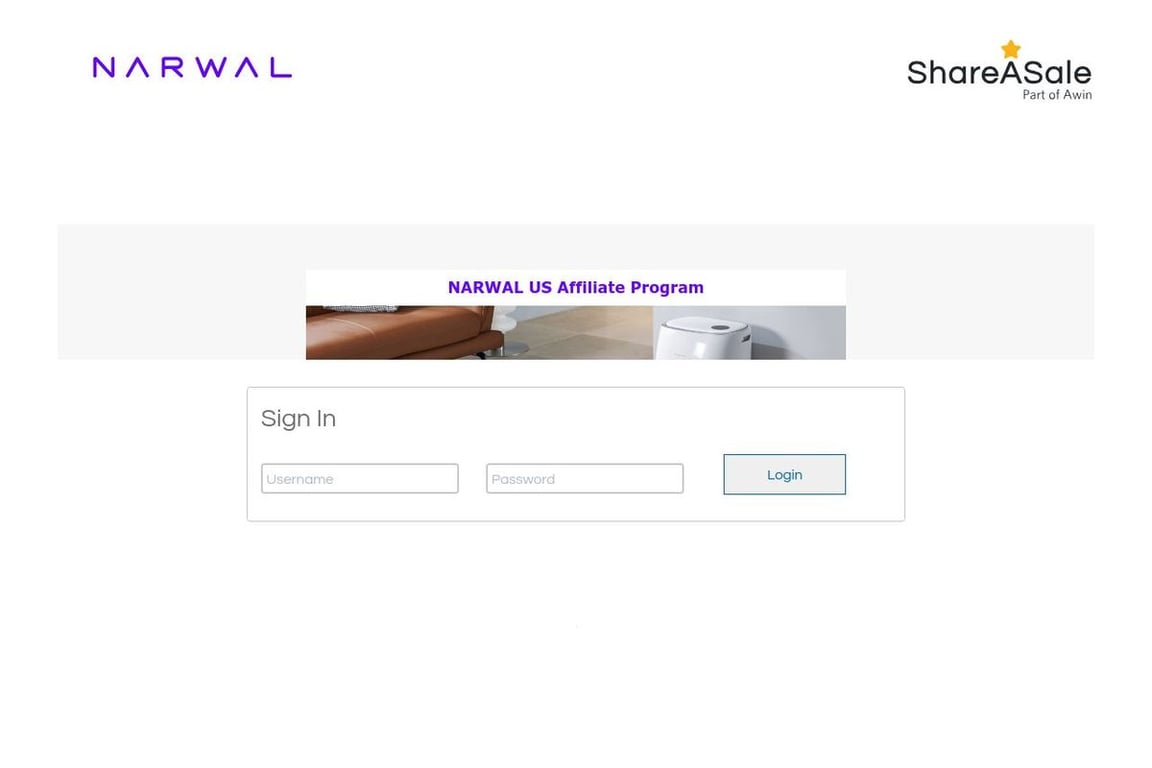 Narwal affiliate program signup page