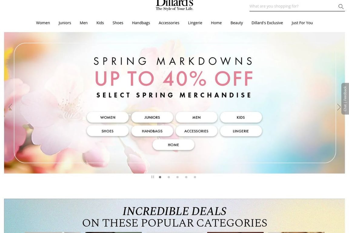 Dillard’s homepage