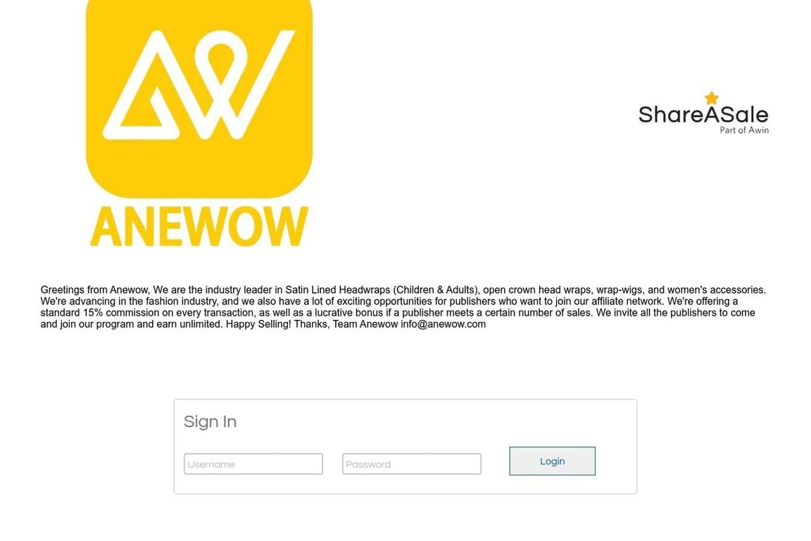 Anewow affiliate program signup page