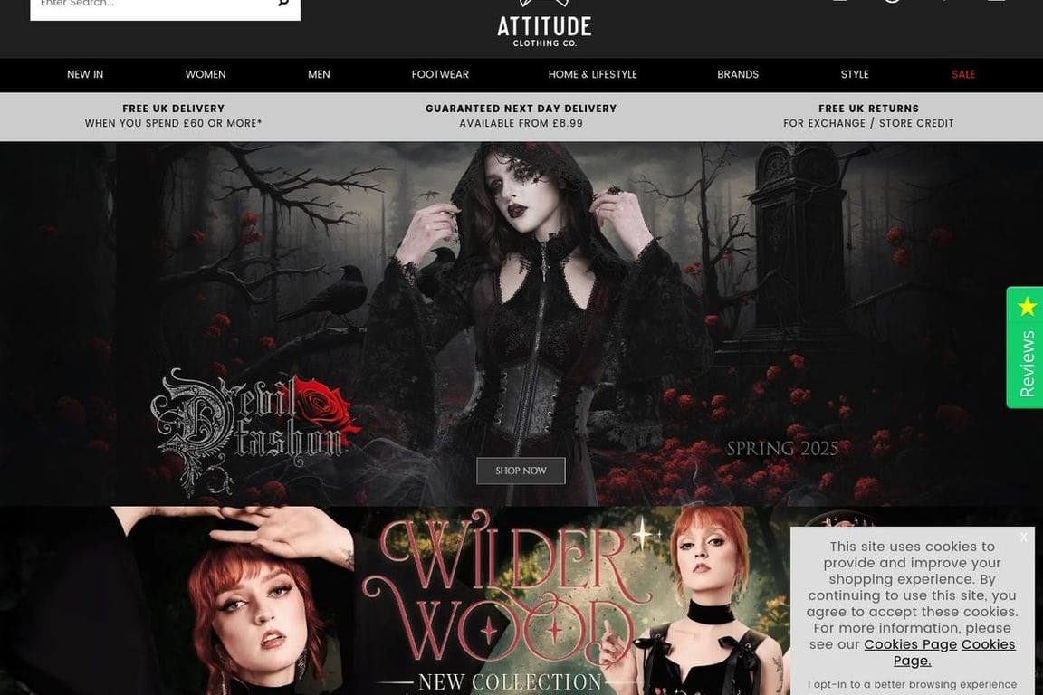 Attitude Clothing homepage