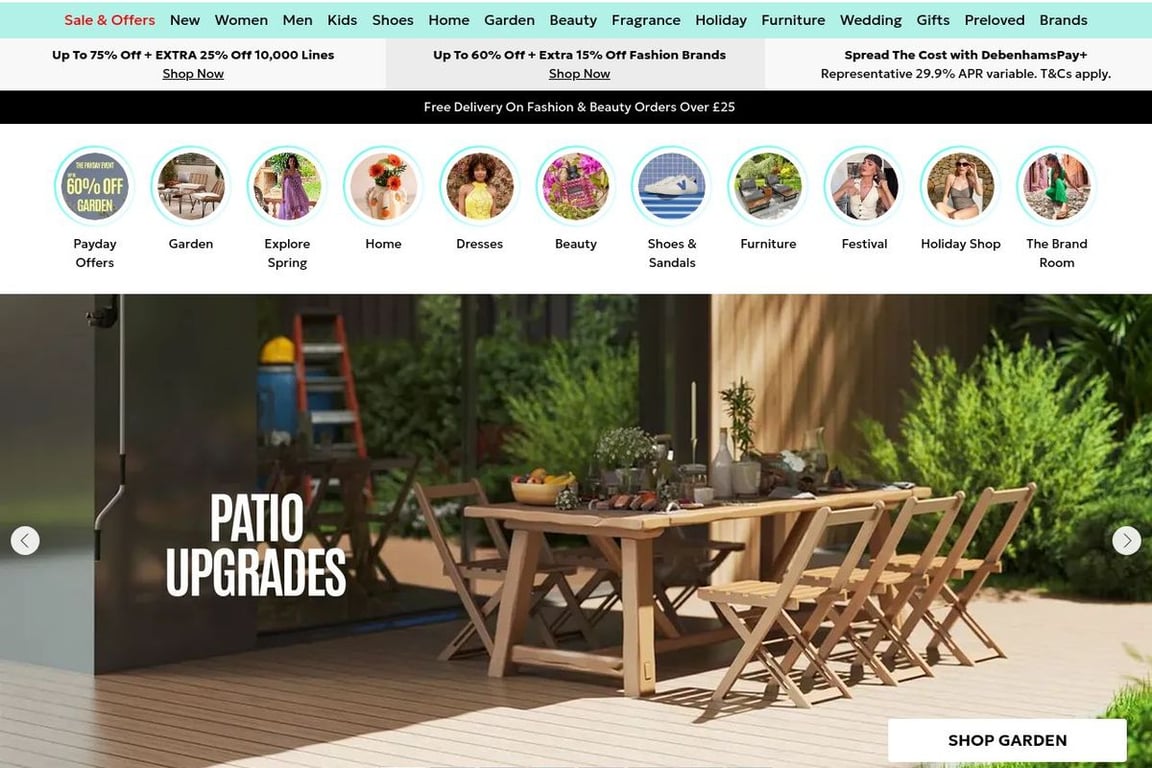 Debenhams UK homepage