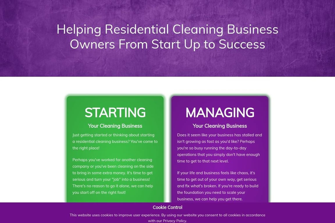 MyHouseCleaningBiz.com homepage