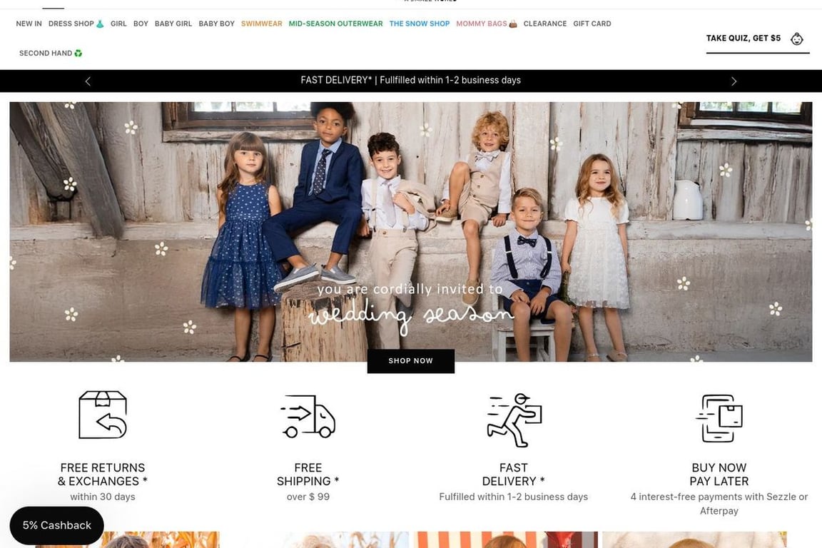 Deux par Deux Childrens Designer Clothing homepage