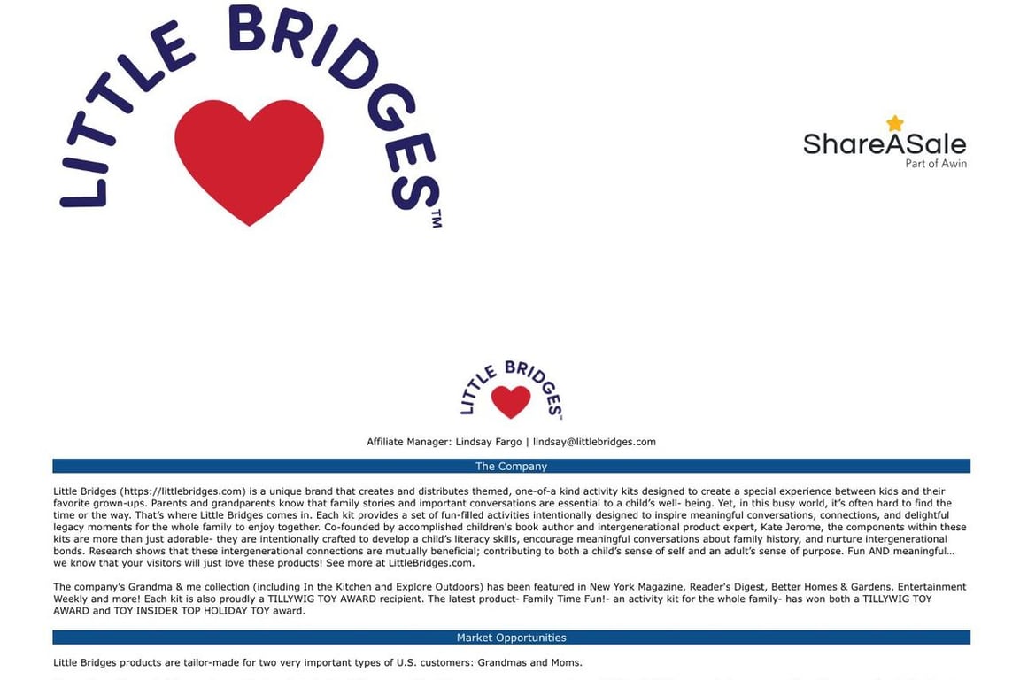 Little Bridges affiliate program signup page