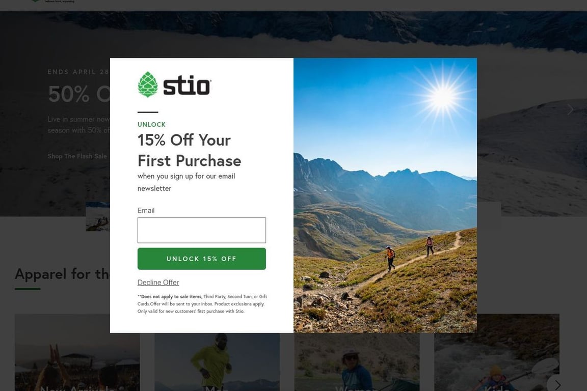 Stio homepage