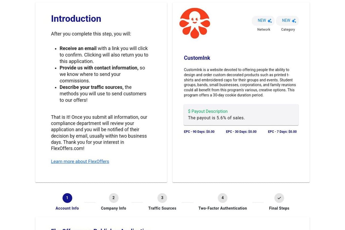 CustomInk affiliate program signup page