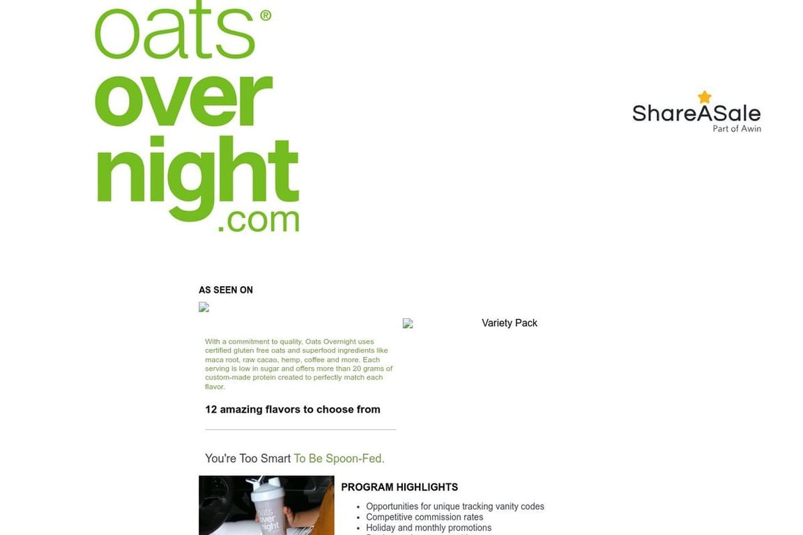 Oats Overnight affiliate program signup page