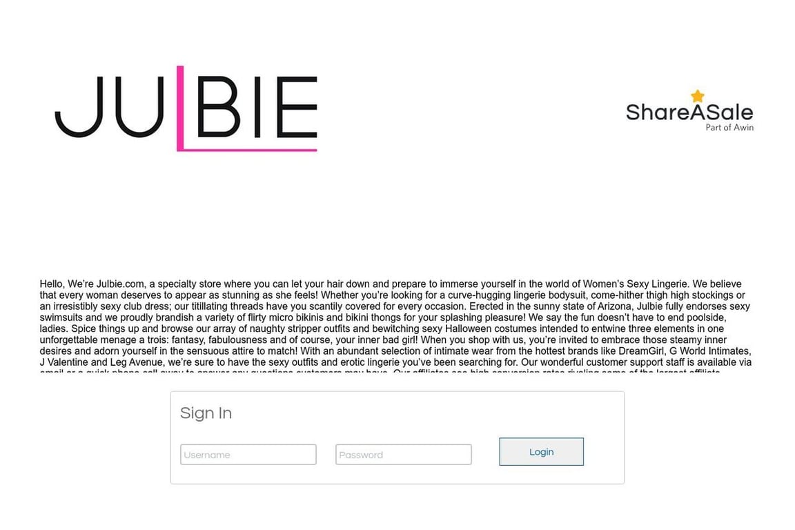 Julbie affiliate program signup page