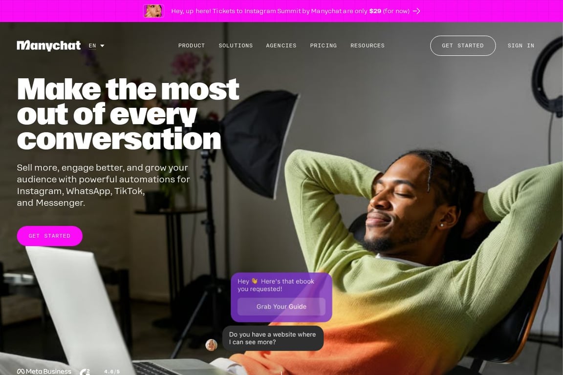 ManyChat homepage