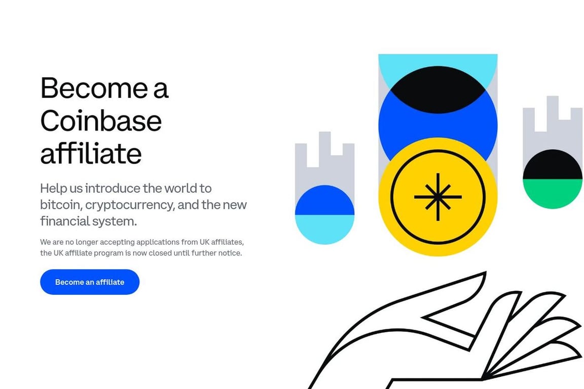 Coinbase affiliate program signup page