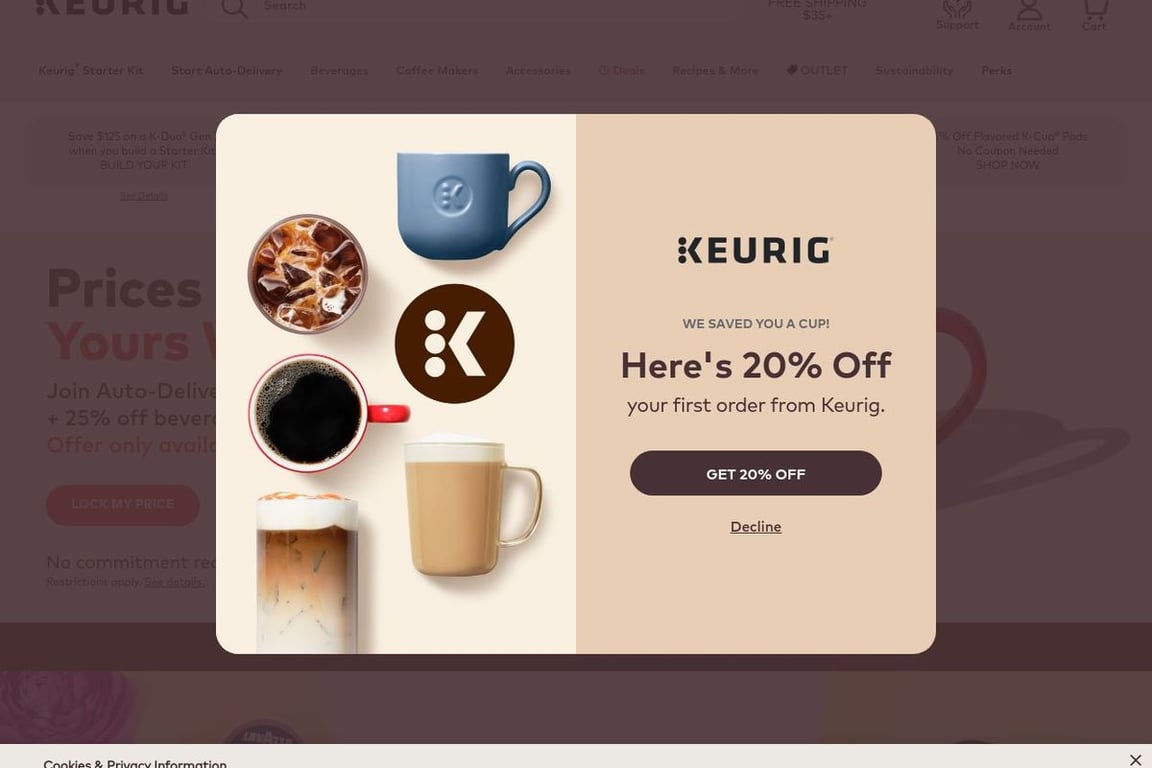 Keurig homepage