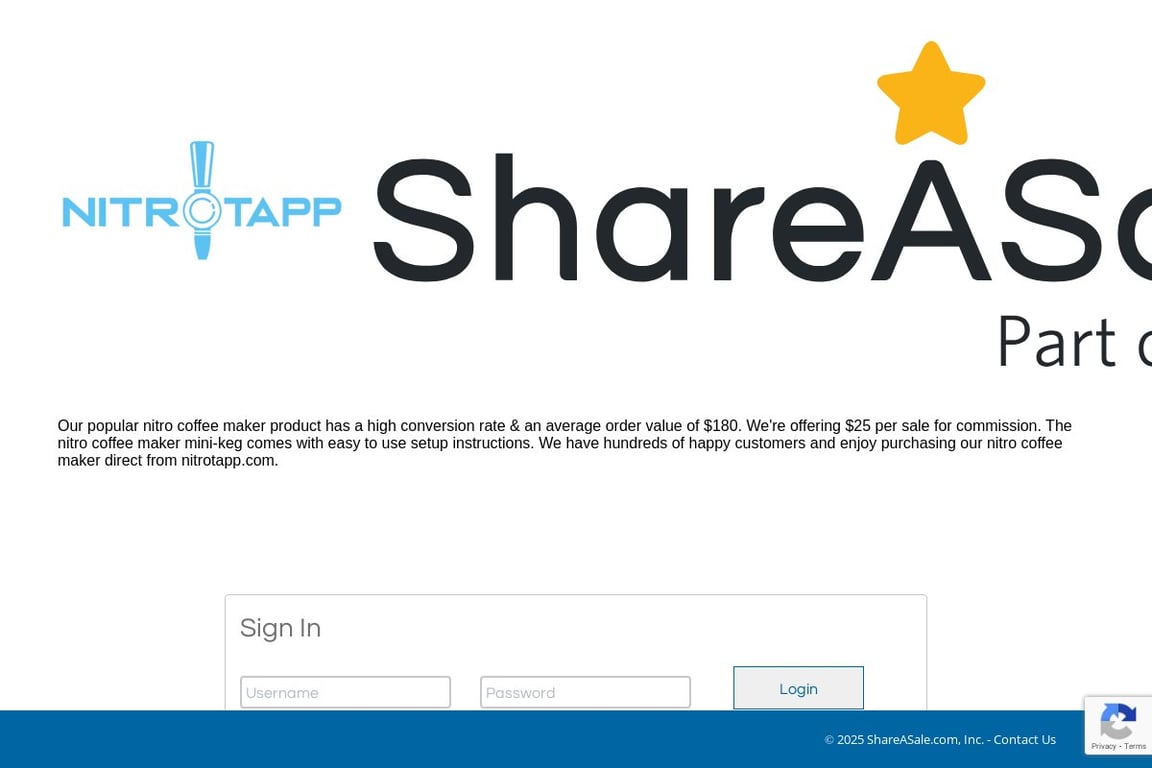 Nitro Tapp affiliate program signup page