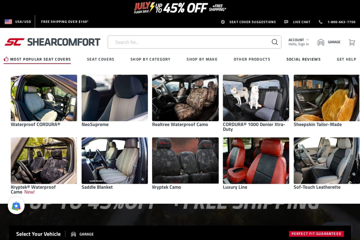 ShearComfort Seat Covers CA homepage