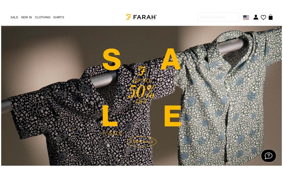 Farah UK homepage