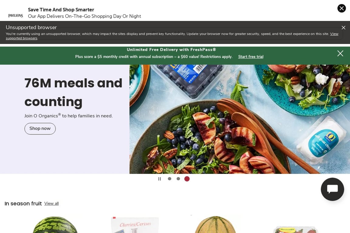 Pavilions homepage