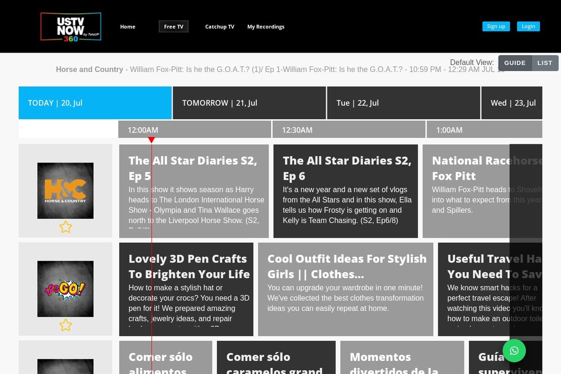 USTVNow360 homepage