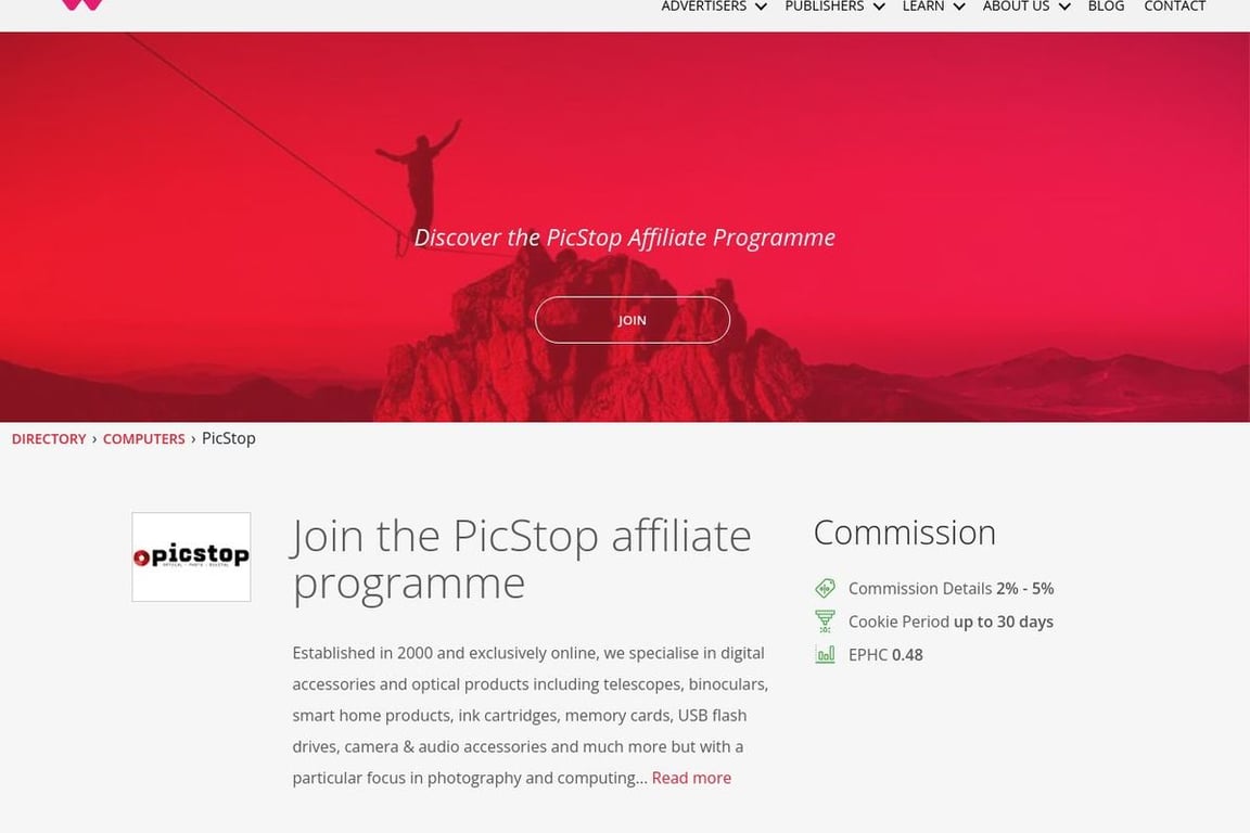PicStop affiliate program signup page
