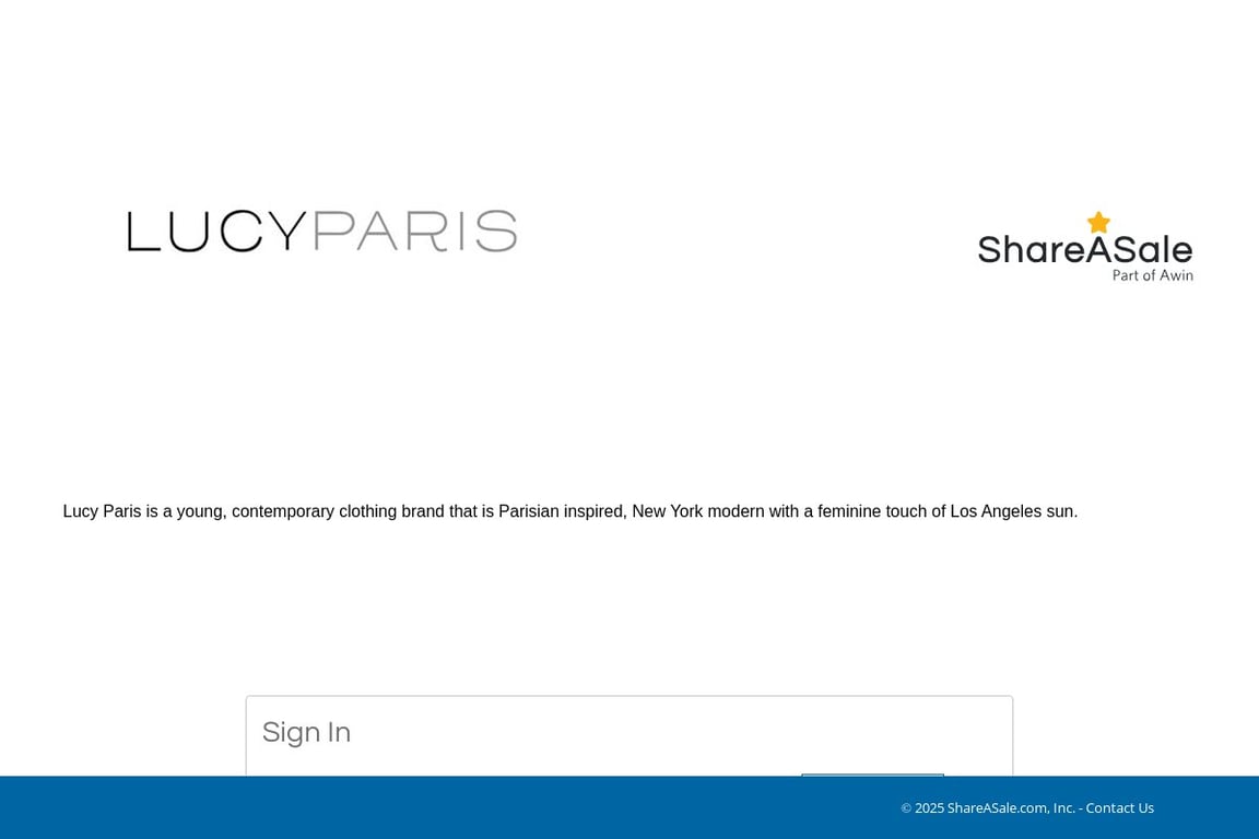 LUCY PARIS affiliate program signup page