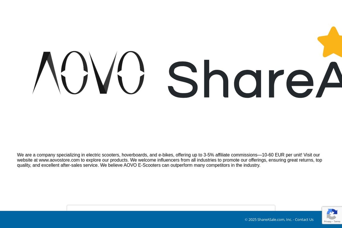 AOVO Official affiliate program signup page