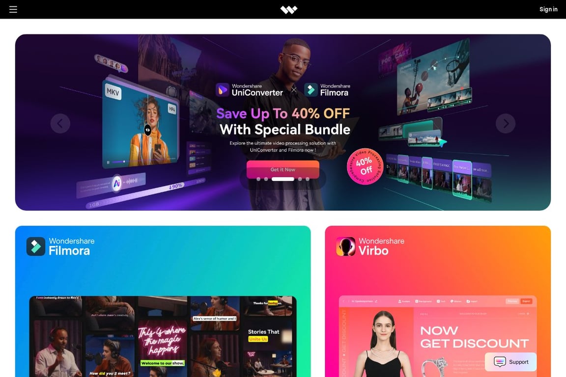 Wondershare homepage