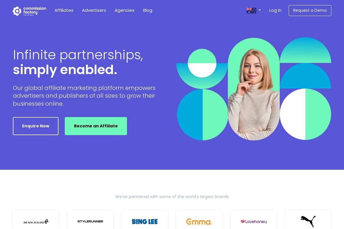 Commission Factory homepage