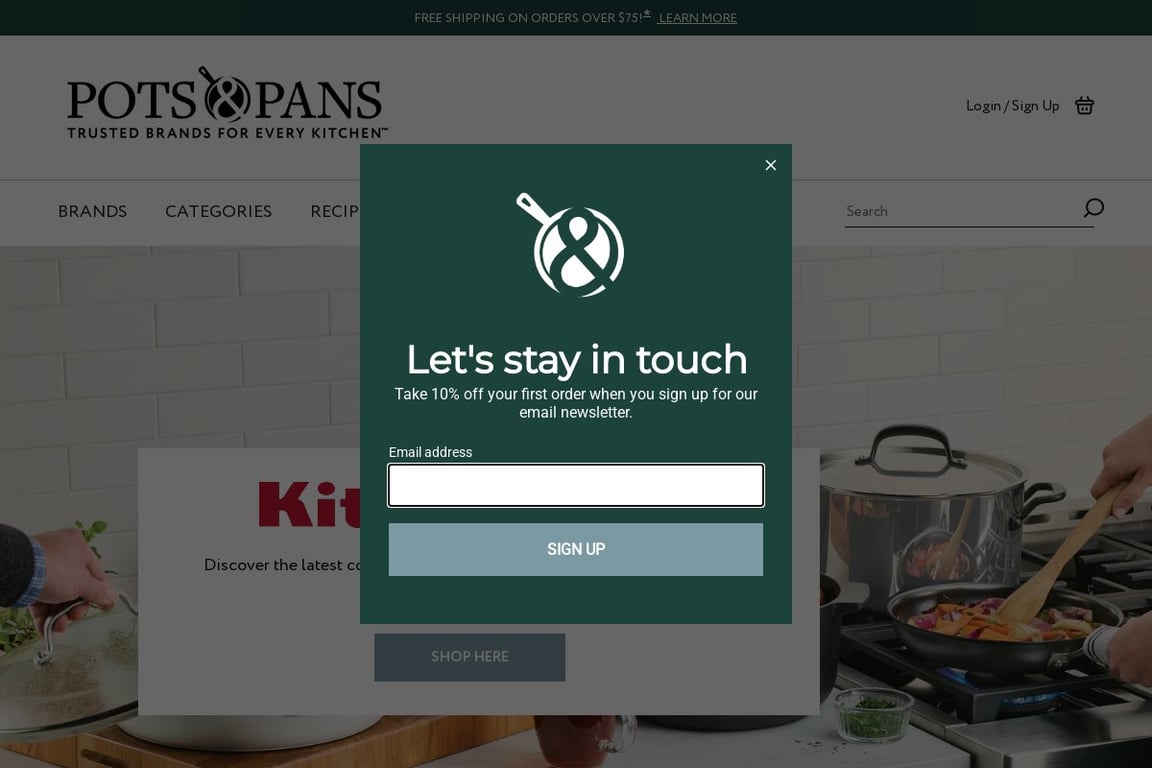 Pots and Pans homepage