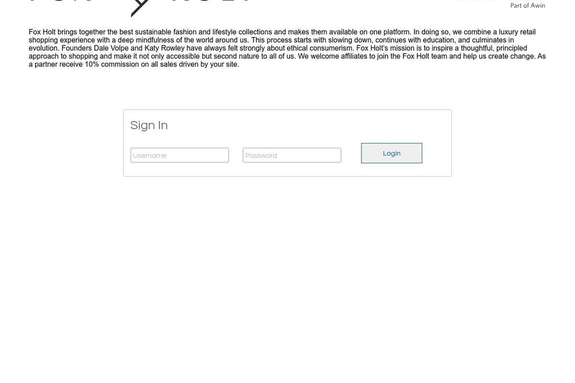 Fox Holt affiliate program signup page