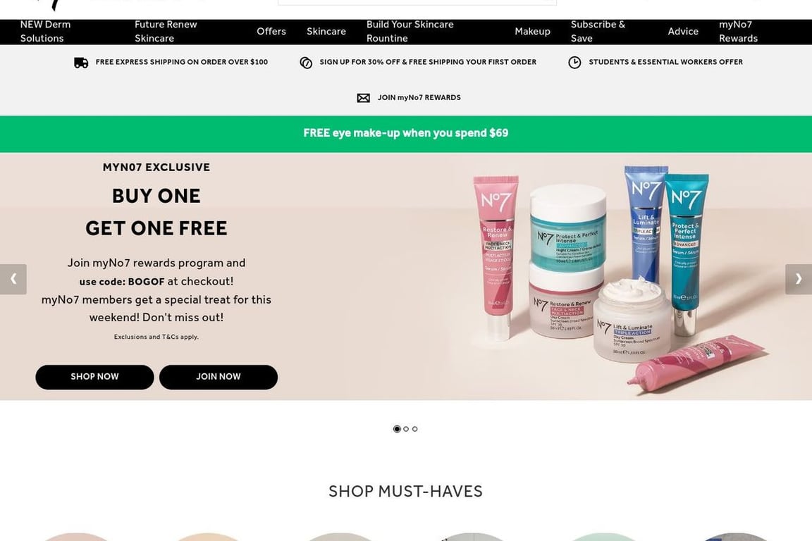 No7 Beauty homepage