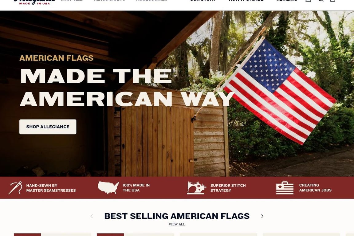 Allegiance Flag Supply homepage